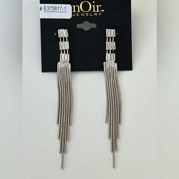 nOir Jewelry (at Nordstroms) - Dangling Earrings - Rhinestones and Steel Color - Picture 2 of 2